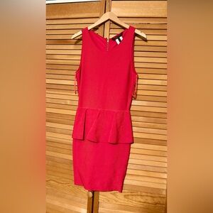 BCBGMaxAzria Vibrant Red Peplum Mini Dress